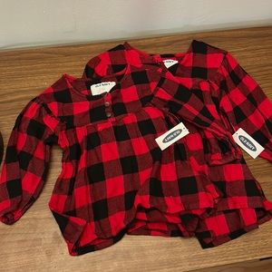 Brand New!!!! OldNavy plaid 12-18 mos and 3t matching shirts!!!